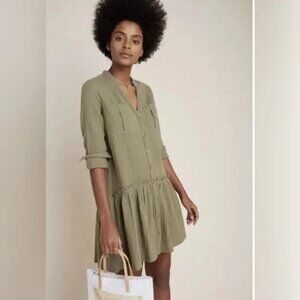 Anthropologie Maeve 100% Cotton 'Katie' Textured Utility Tunic Dress Size 4